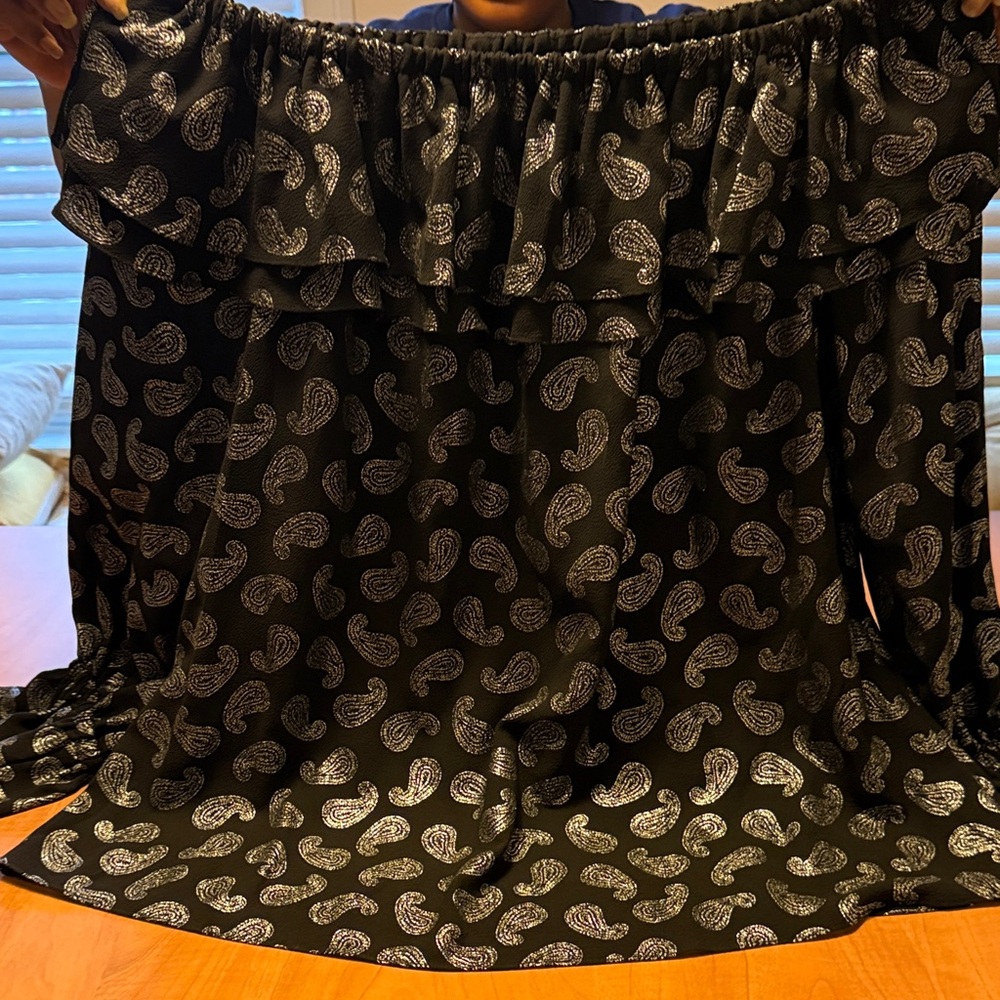 Michael Kors Black and White Paisley Blouse